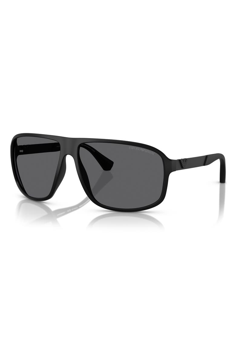 Emporio Armani 64mm Polarized Square Sunglasses, Alternate, color, Matte Black / Grey Polar