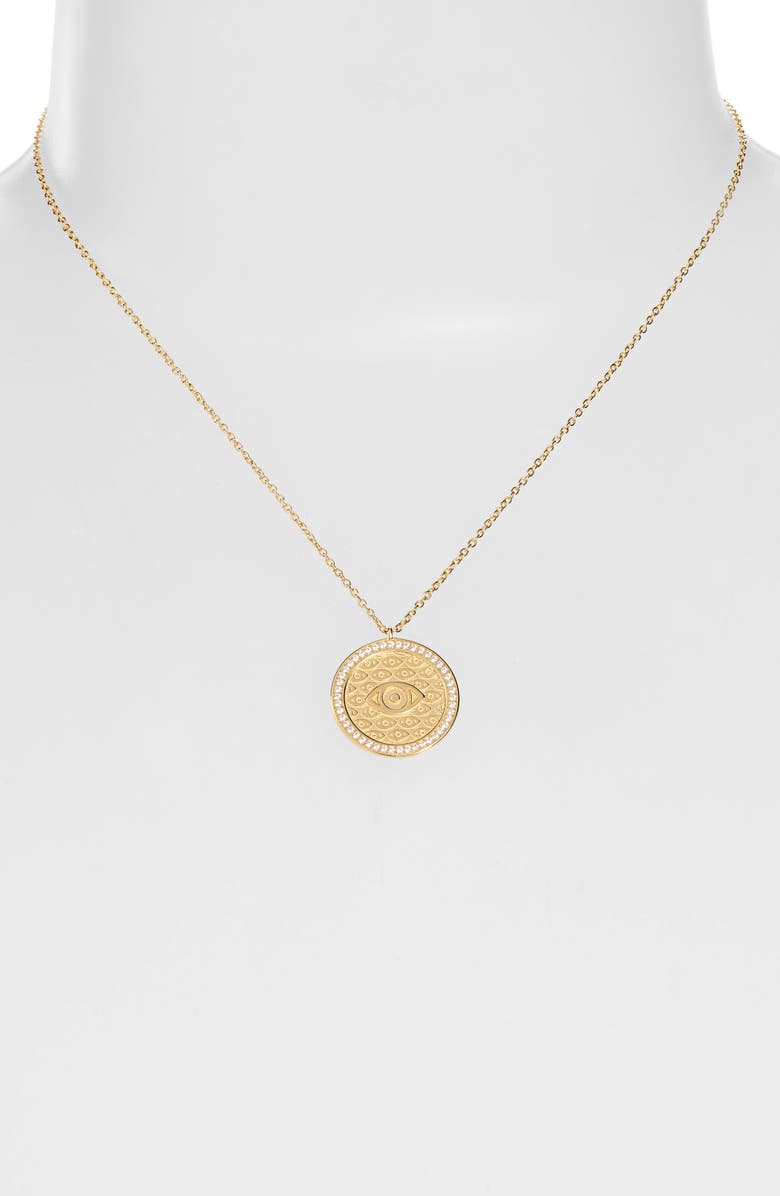 Argento Vivo Sterling Silver Argento Vivo Evil Eye Medallion Necklace, Alternate, color, 