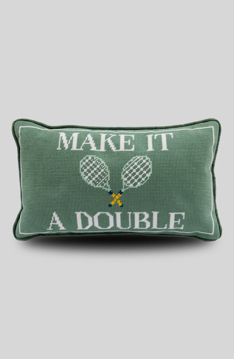 Fubish Make It A Double Needlepoint Pillow, Main, color, Make It A Double
