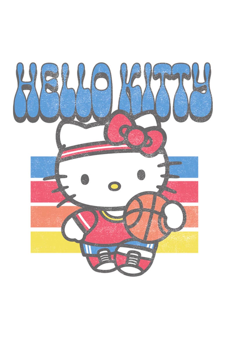 Mens Hello Kitty Retro and Sports Hello Kitty T Shirt, Alternate, color, White