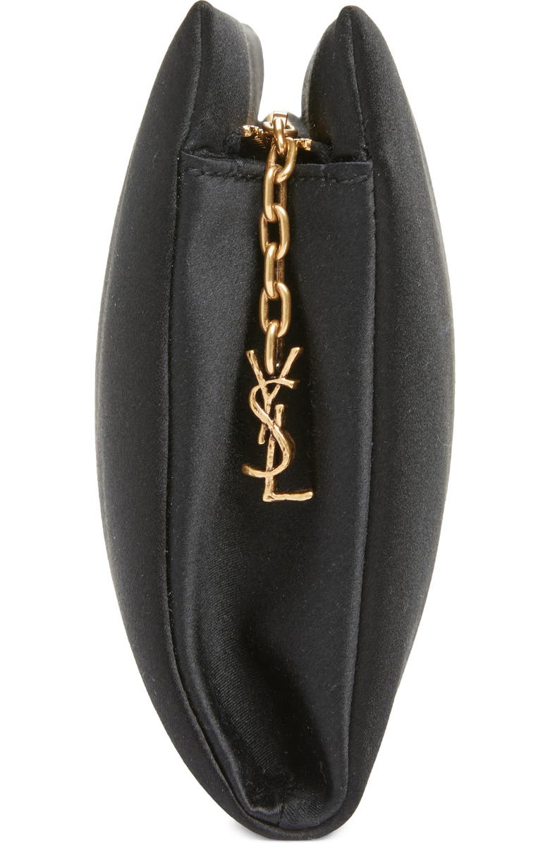 Saint Laurent Satin Soft Clutch, Alternate, color, Noir