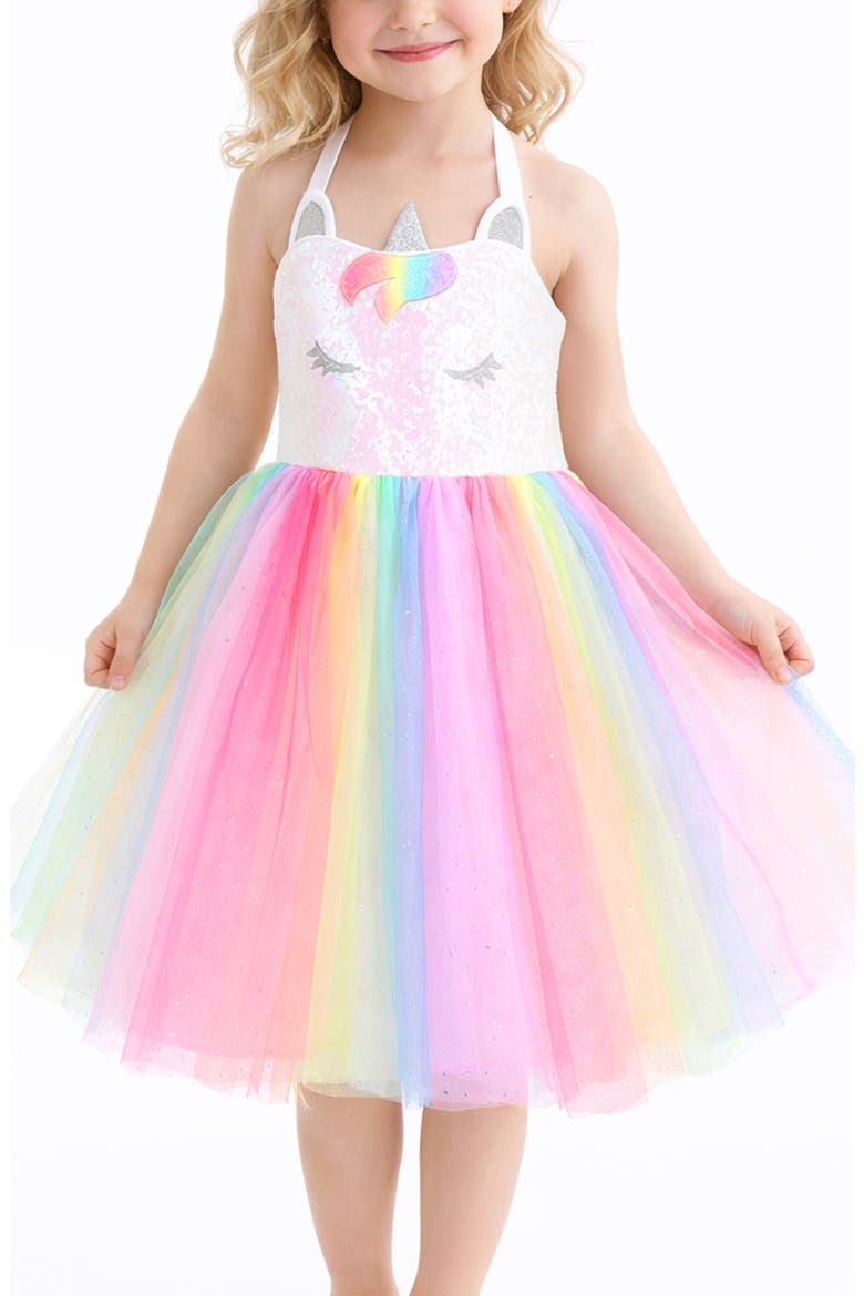 Kids' Sequin Unicorn Tutu Dress, Alternate, color, IVORY MULTI
