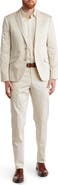 SAVILE ROW CO Tan Woven Two Button Peak Lapel Trim Fit Cotton Blend Suit