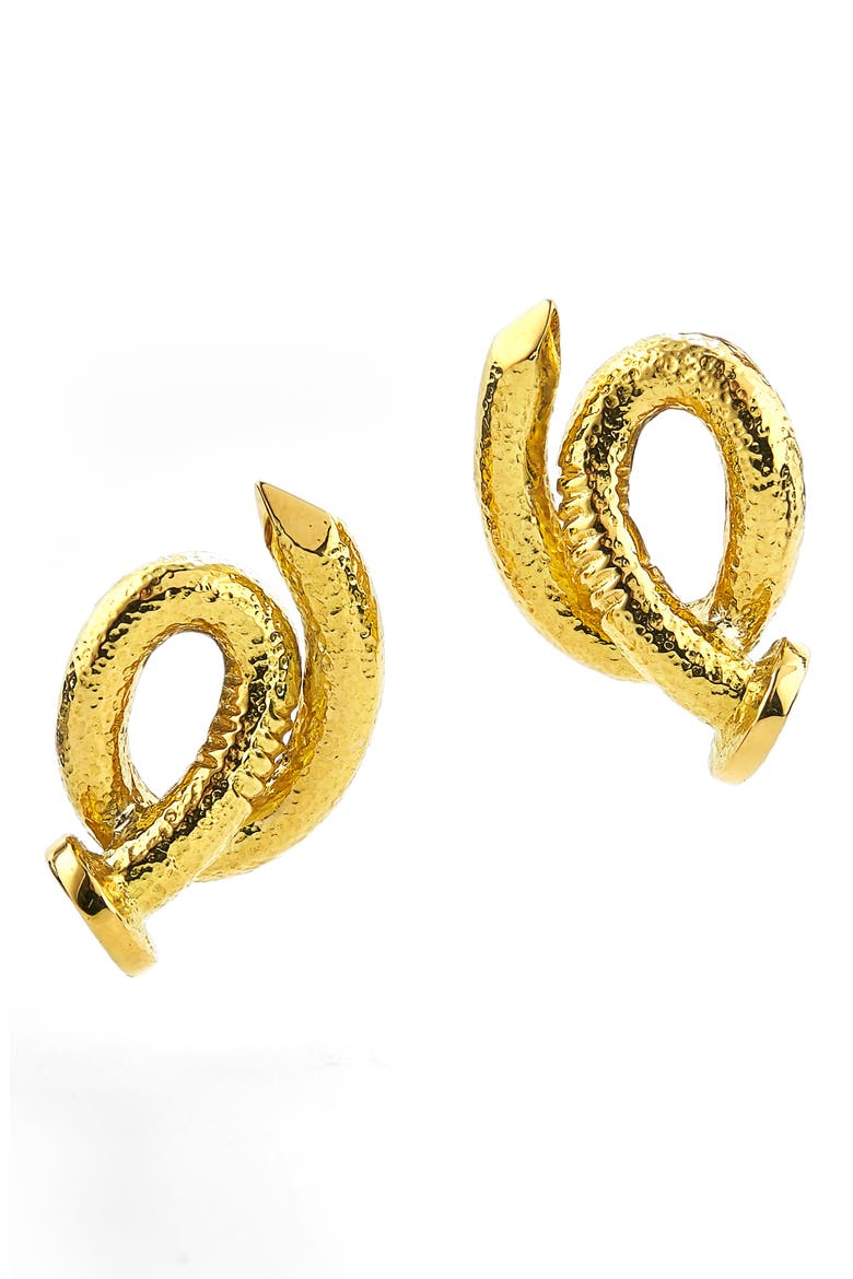 Hammered Bent Nail Stud Earrings, Main, color, YELLOW GOLD