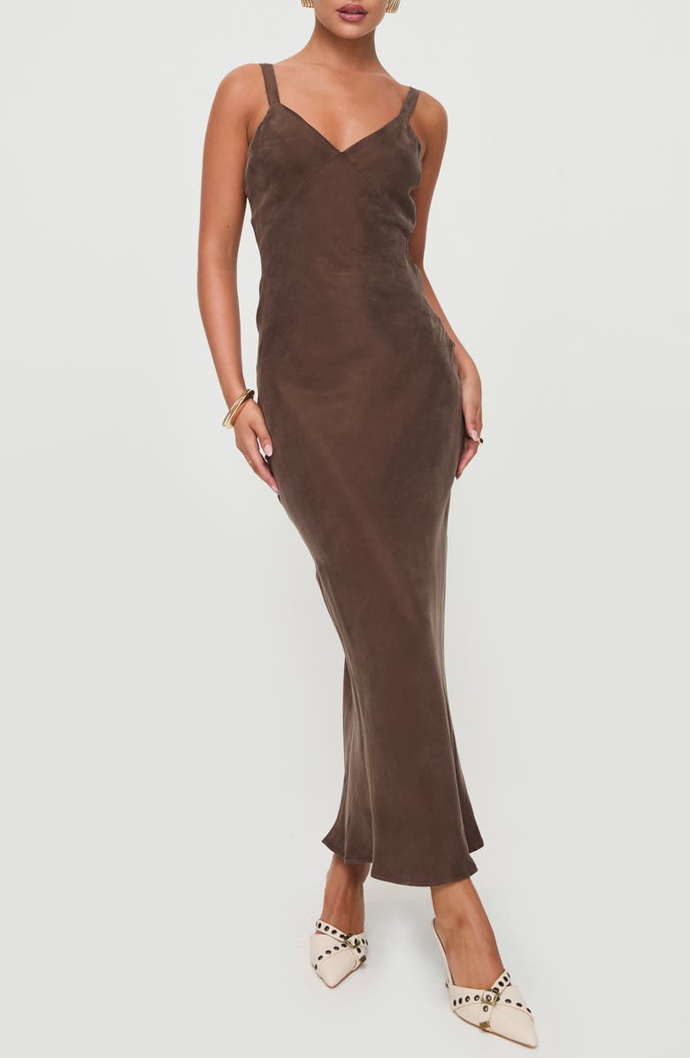 Princess Polly Laurette Maxi Dress, Main, color, Brown