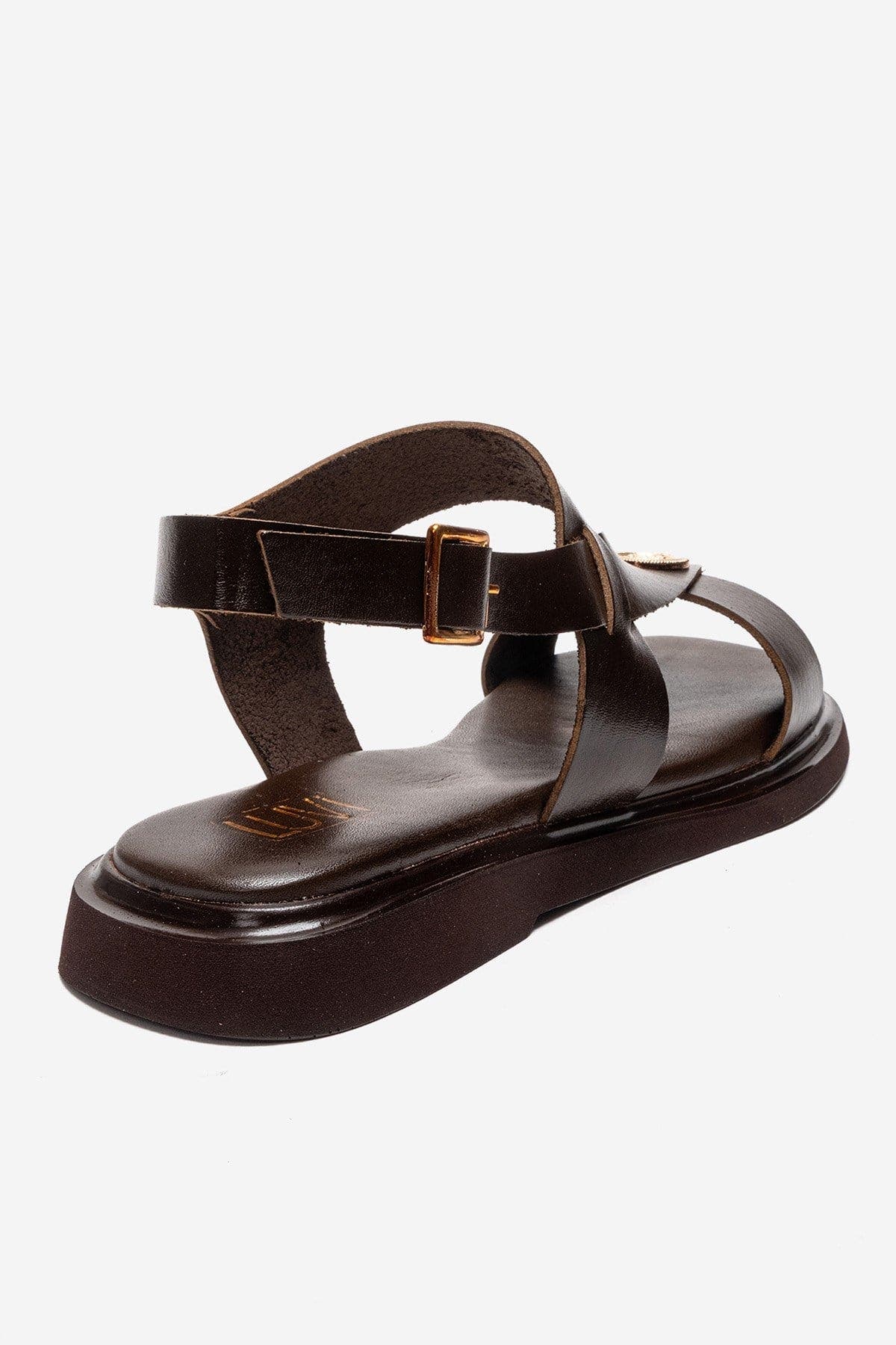 Forever & Always Shoes Quella Leather Buckle Sandal, Alternate, color, Brown