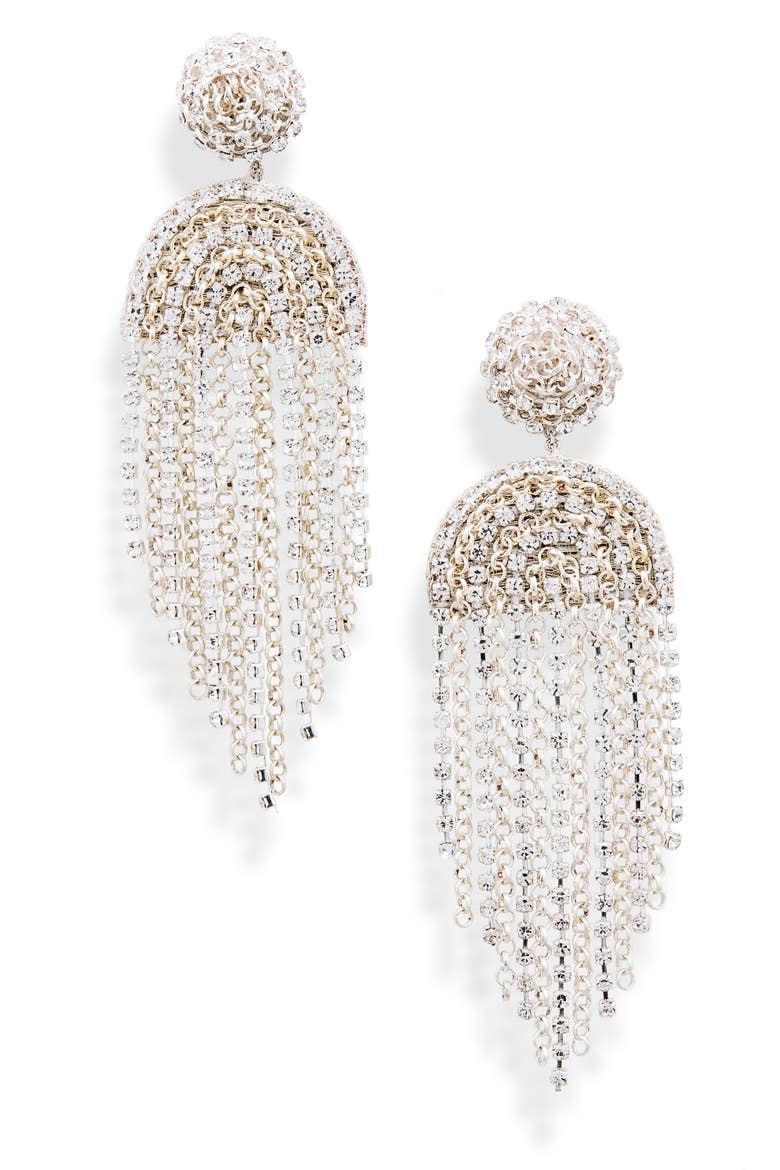 Lorelei Beaded Chandelier Earrings, Main, color, SILVER