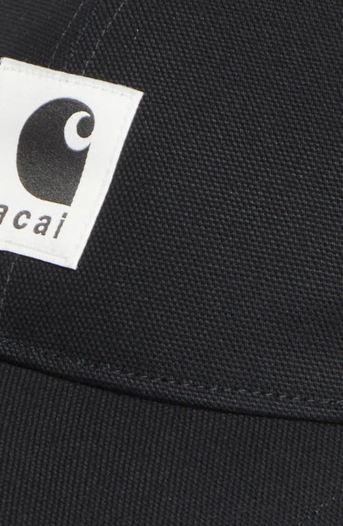 Sacai Carhartt Wip Duck Canvas Baseball Cap In Black