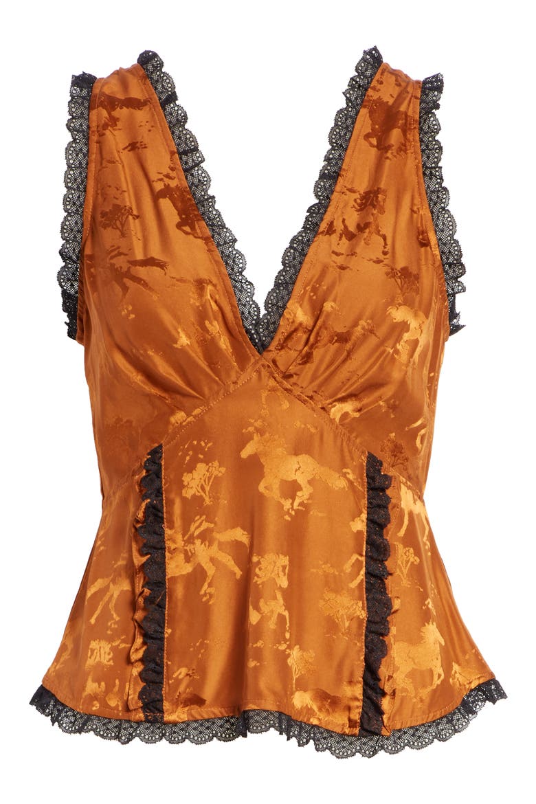 Silk Jacquard Top, Alternate, color, CARAMEL