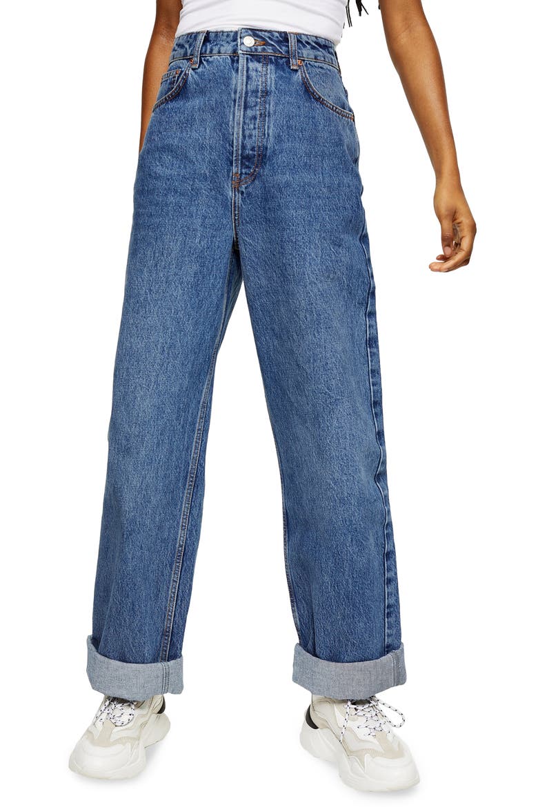 Oversize High Waist Mom Jeans, Main, color, MID DENIM