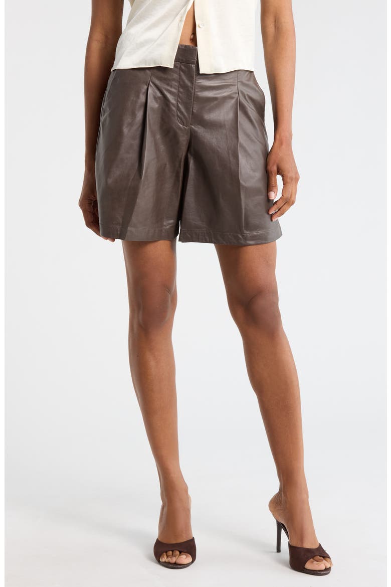 Sully Leather Shorts, Main, color, FUDGE