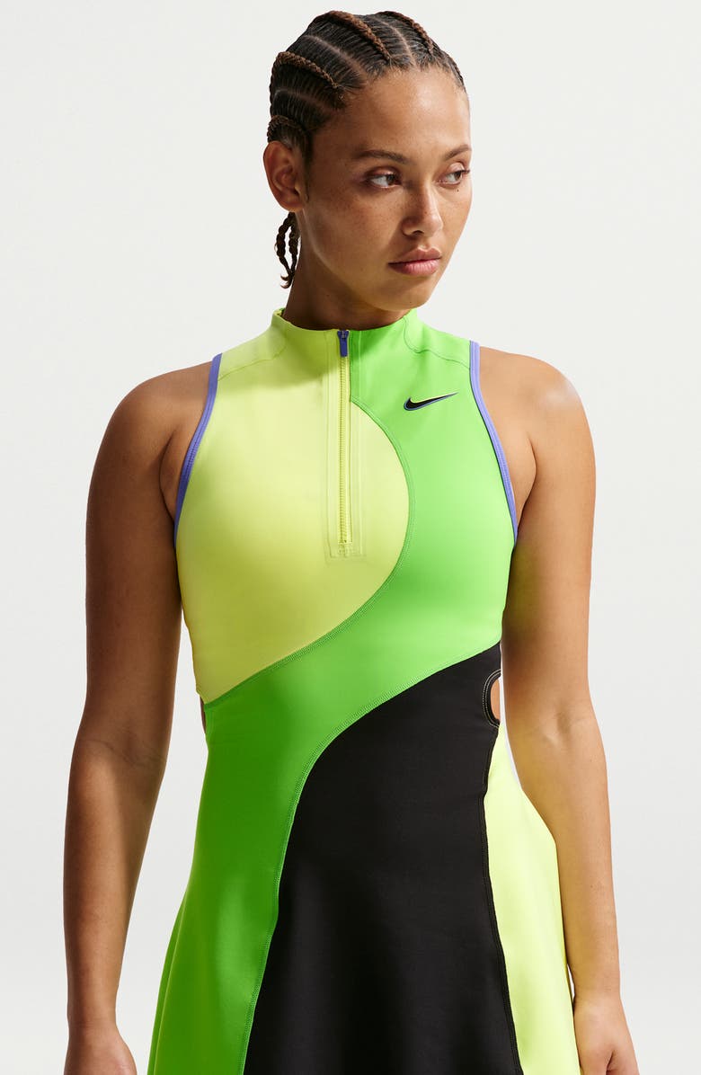 Nike Court Slam Dri-FIT Tennis Dress, Alternate, color, Lemon Twist/Green/Black
