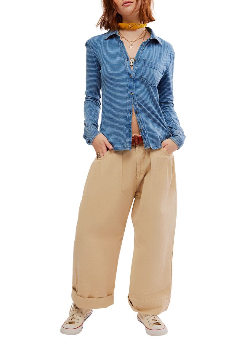 Free People Stripe Jersey Shirt, Alternate, color,