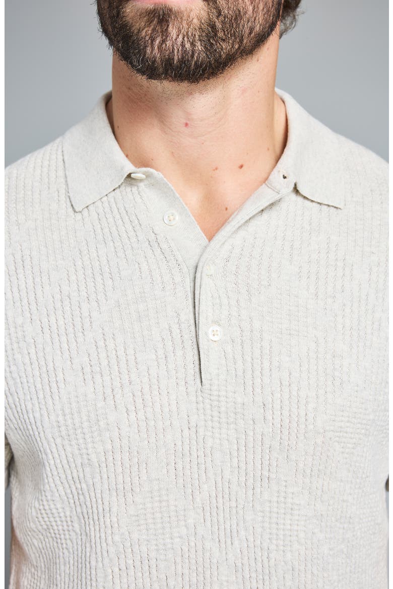 Diamond Stitch Polo Sweater, Alternate, color, LIGHT GREY HEATHER