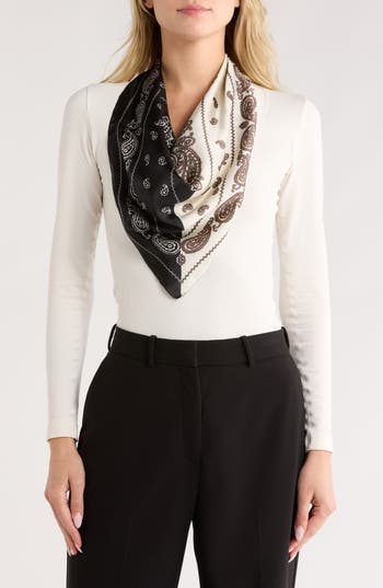 Ellian Paisley Colorblock Satin Scarf In Multi
