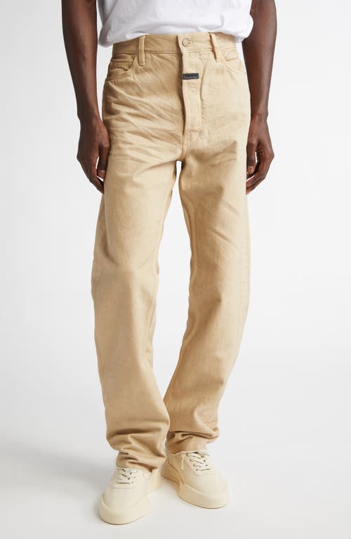 Fear of God Five-Pocket Raw Hem Straight Leg Jeans in Washed Dune  product