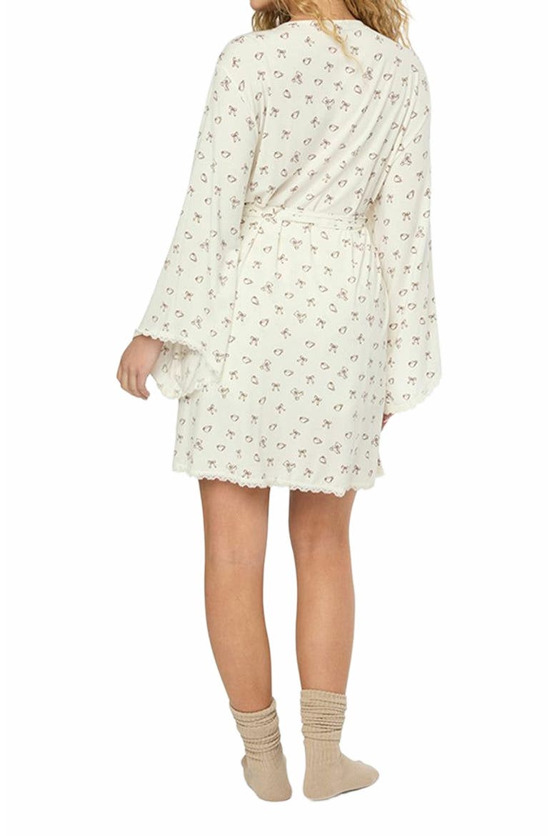 Lace Trim Robe, Alternate, color, IVORY/CHESTNUT