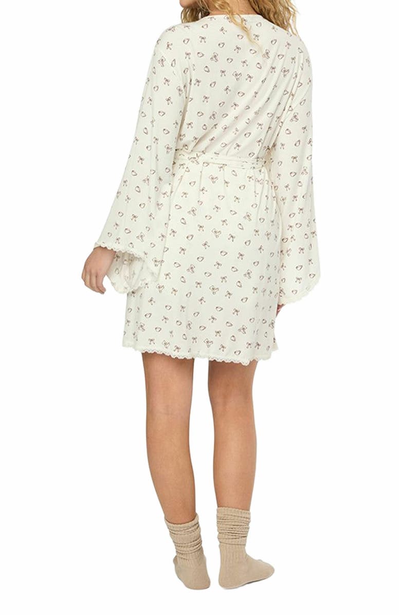 WeWoreWhat Lace Trim Robe, Alternate, color, Ivory/Chestnut