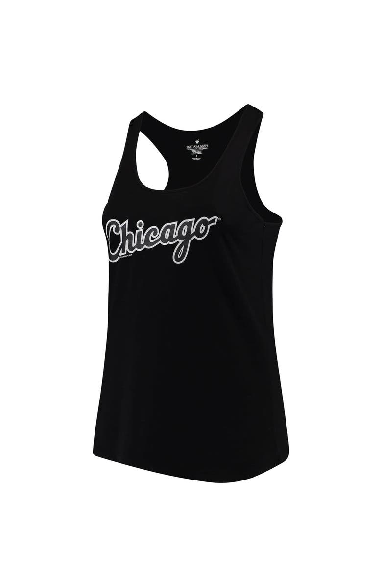 SOFT AS A GRAPE Women's Soft as a Grape Black Chicago White Sox Plus Size Swing for the Fences Racerback Tank Top, Alternate, color, Black