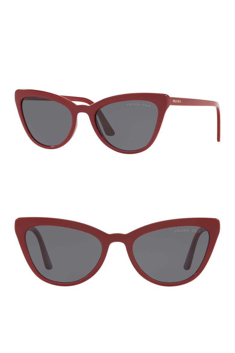 56mm Polarized Cat Eye Sunglasses, Main, color, RED/ POLAR GREY