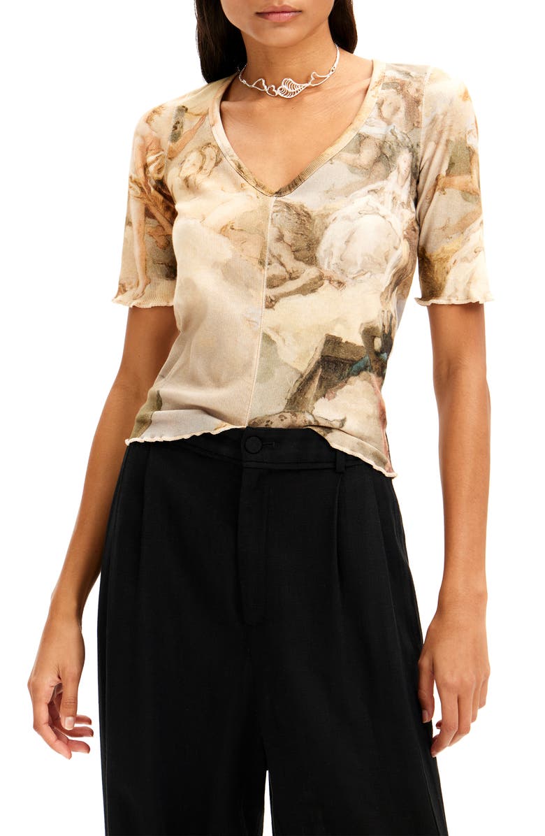 Desigual TS Art Rib Top, Main, color, 