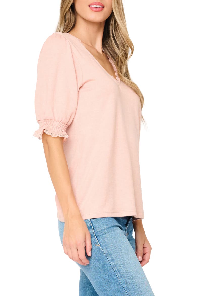 Lace Detail V-Neck Knit Top, Alternate, color, PINK SMOKE