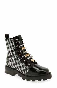 KARL LAGERFELD PARIS Maple Tweed Combat Boot