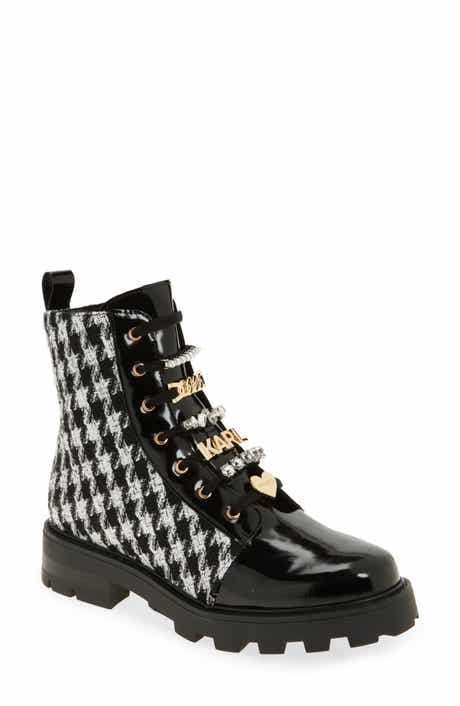KARL LAGERFELD PARIS Maple Tweed Combat Boot