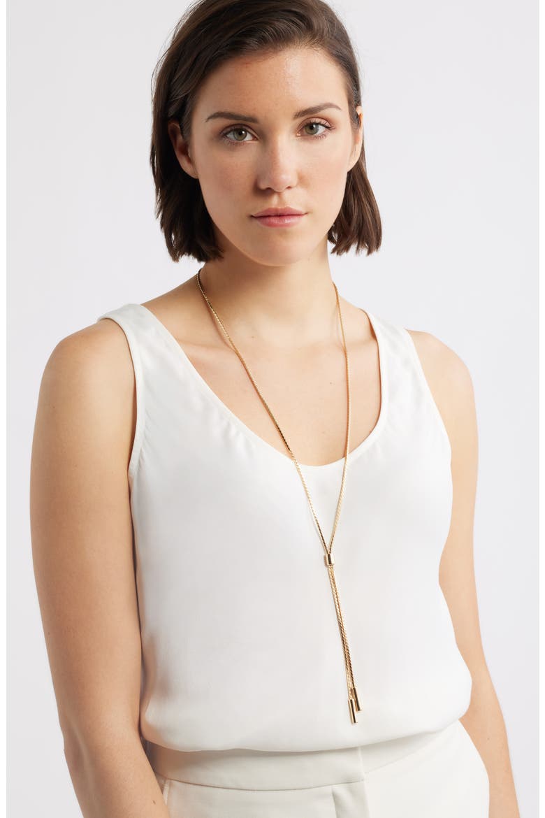 Bar Accent Bolo Y-Necklace, Alternate, color, GOLD