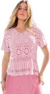 Roaman's Plus Size Medallion Pattern French Crochet Sweater Top