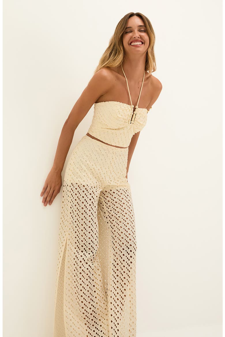 Melinda Crop Cotton Broderie Anglaise Cover-Up Top, Alternate, color, IVORY MULTI