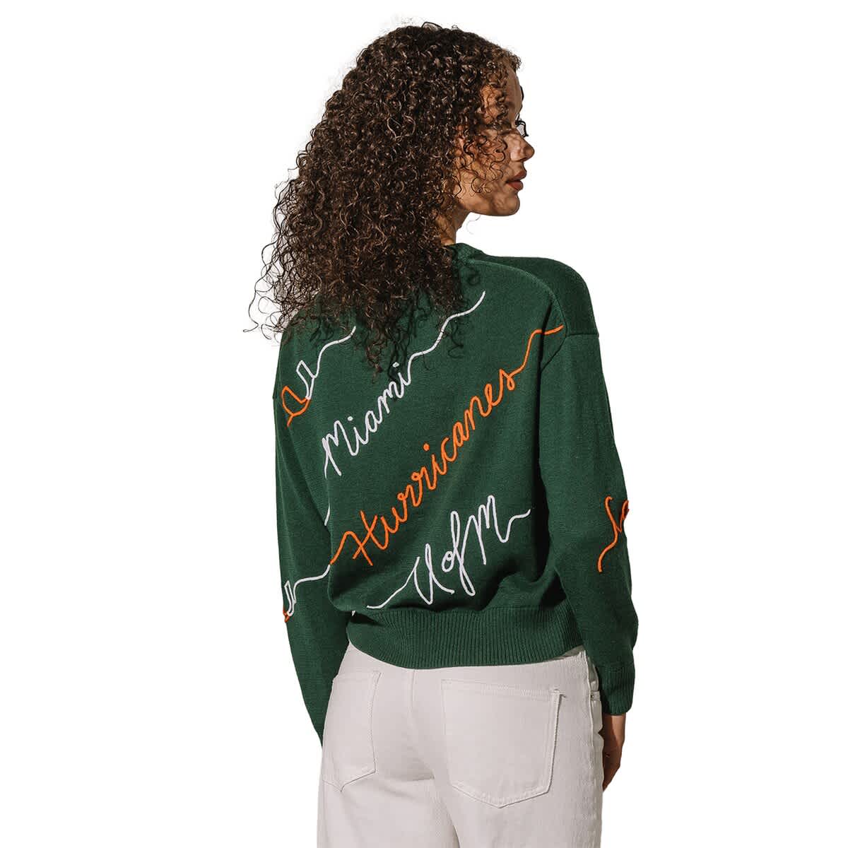 Women's Green Miami Hurricanes Love Note Embroidered Pullover Sweater - image 2