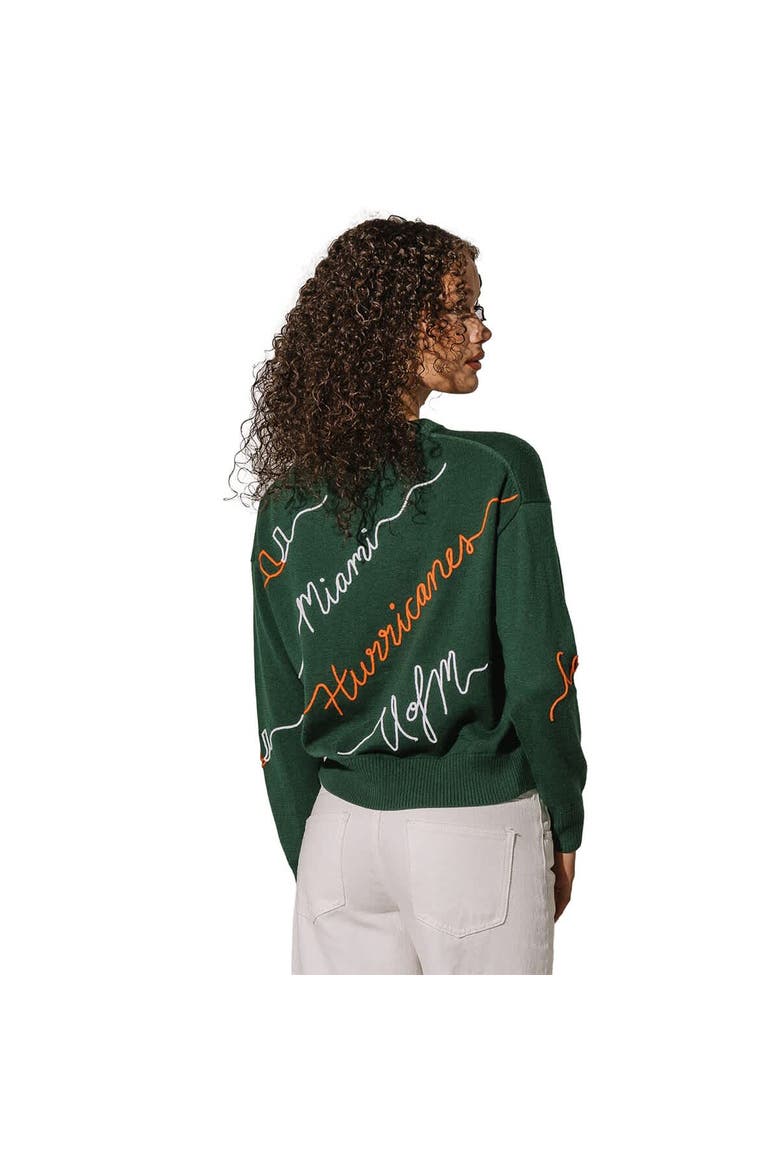 Women's Green Miami Hurricanes Love Note Embroidered Pullover Sweater, Alternate, color, Green