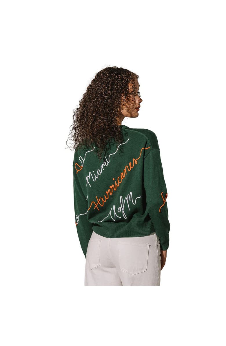 KADYLUXE Women's Green Miami Hurricanes Love Note Embroidered Pullover Sweater, Alternate, color, Green