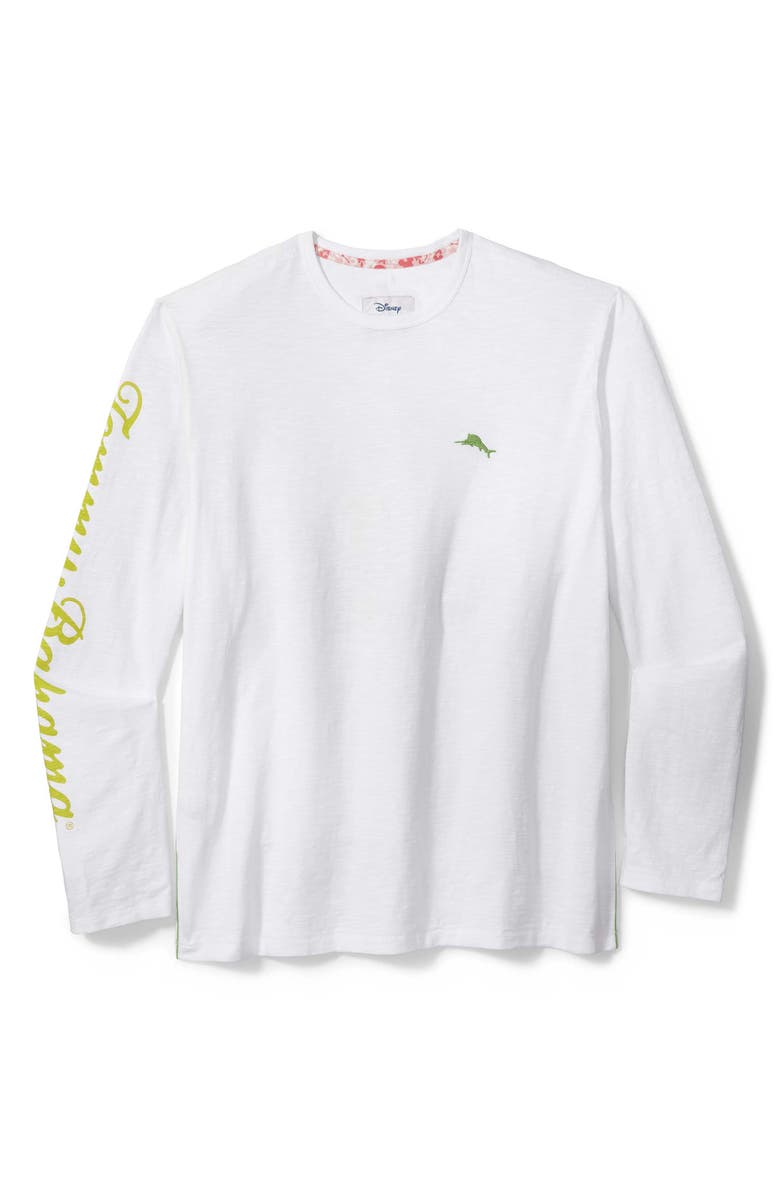 Tommy Bahama x Disney Happiest Surf on Earth Long Sleeve Organic Cotton Graphic T-Shirt, Main, color, White