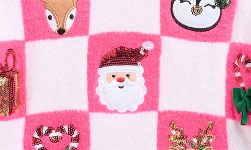 Margaux And Lexi Kids' Checkerboard Christmas Sweater In Multi