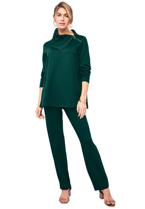 Ponte Split Neck 2-Piece Set (Plus)