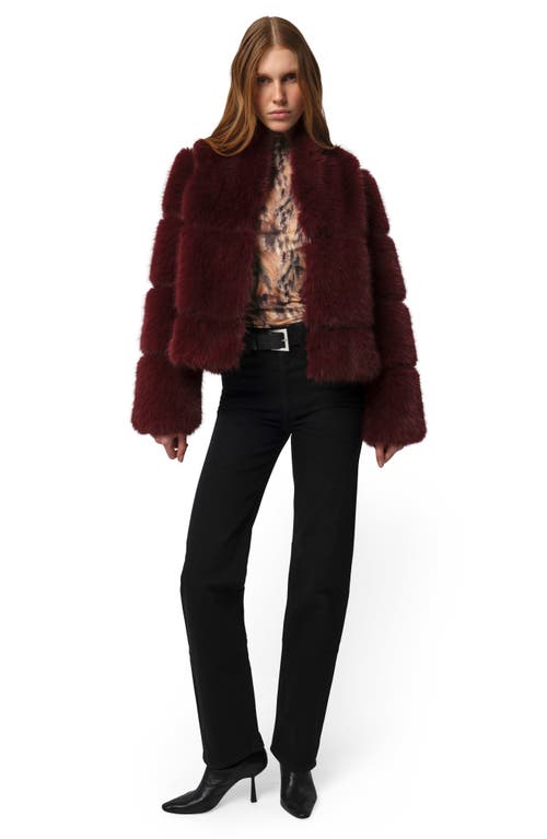 Apparis Sai Faux Fur Coat In Burgundy