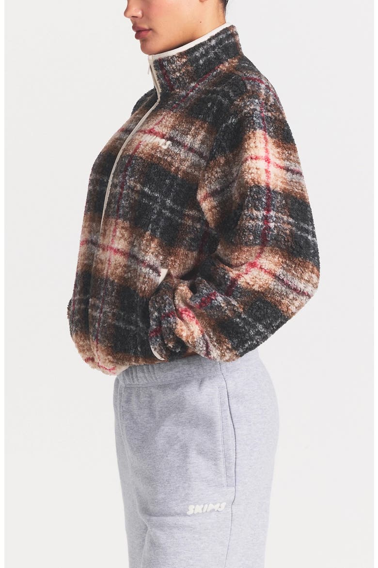 Teddy Boxy Full Zip Jacket, Alternate, color, SIENNA HERITAGE PLAID
