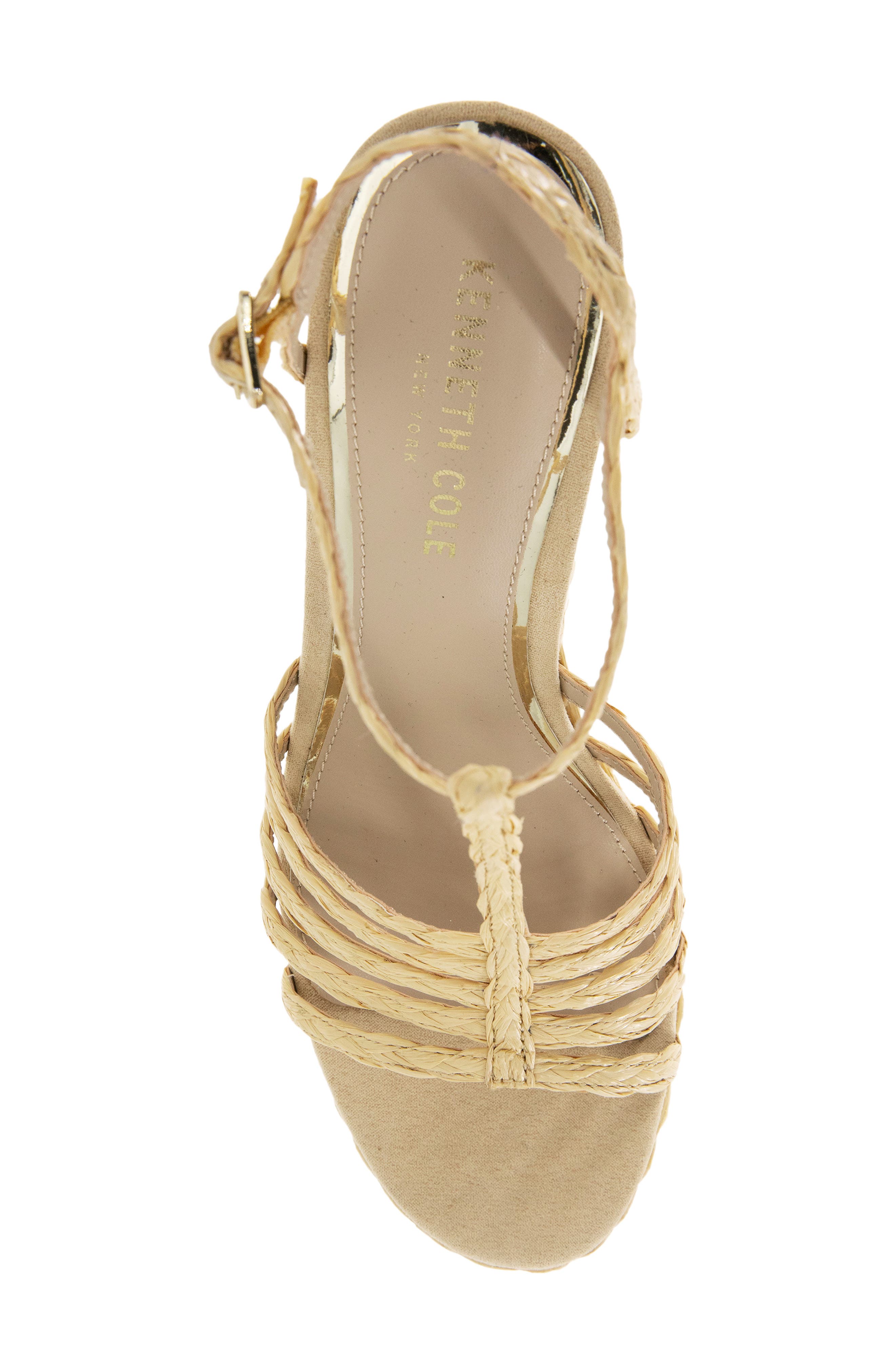 Kenneth Cole Celia Ankle Strap Platform Wedge Sandal, Alternate, color, Natural Raffia