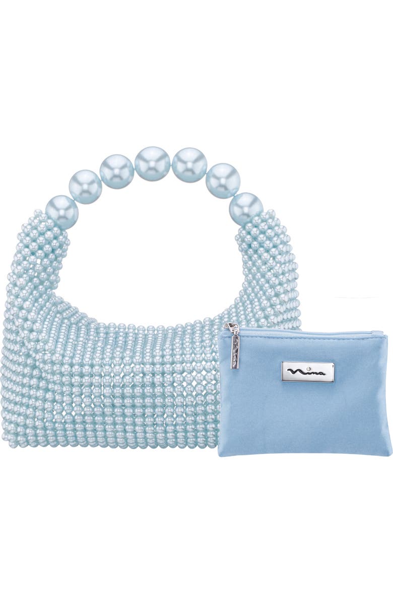 Nina Kiki Faux Pearl To Handle Bag, Main, color, Icy Blue