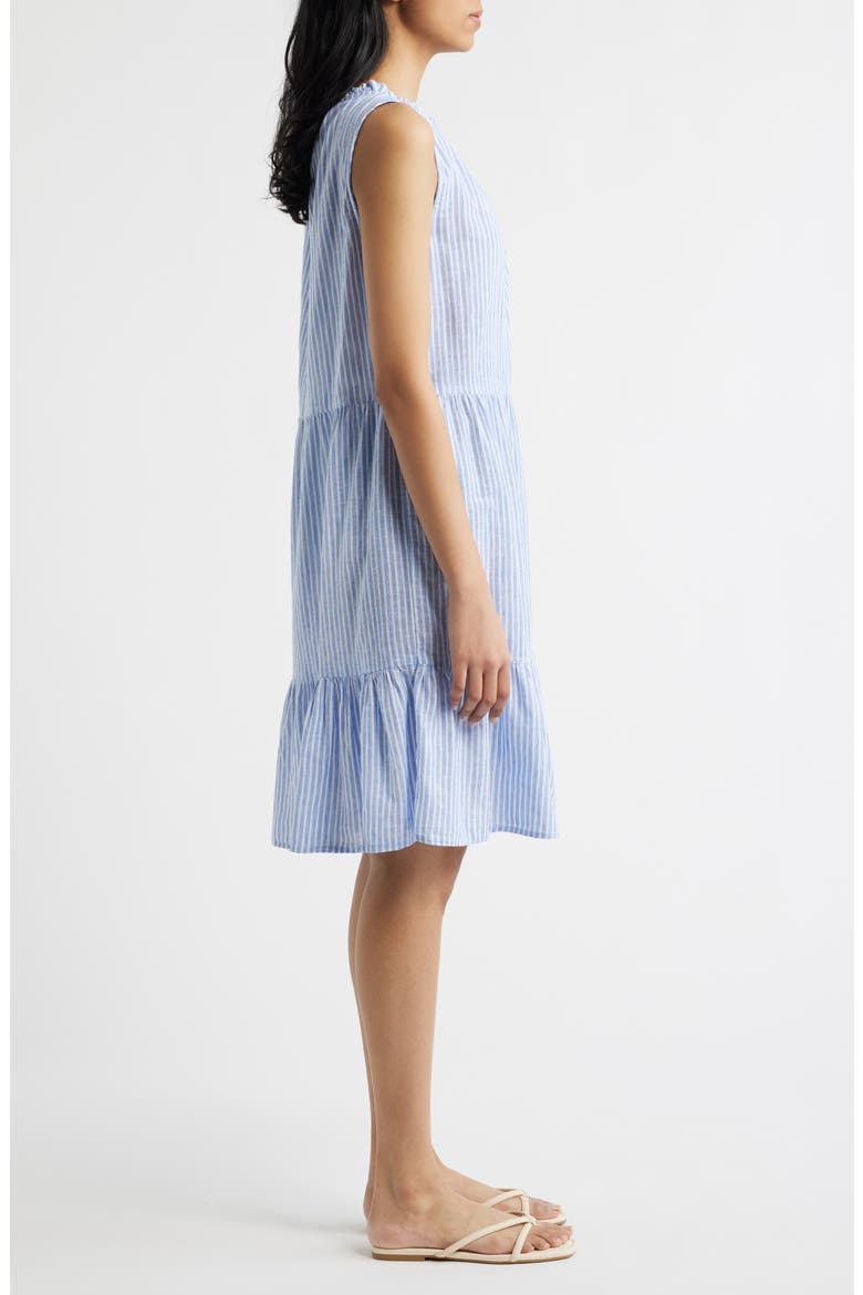 Saison Sleeveless Tiered Linen & Cotton Dress, Alternate, color, ICE FLOW