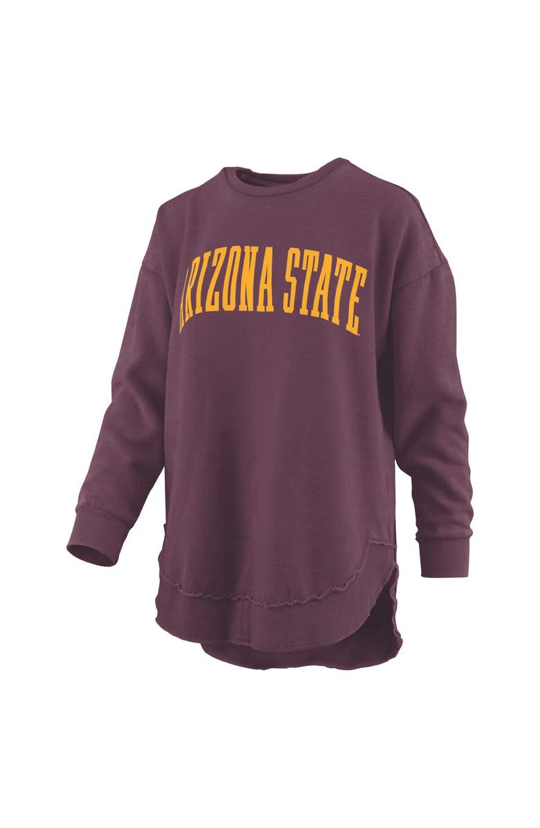 PRESSBOX Women's Pressbox Maroon Arizona State Sun Devils Melange Poncho Vintage Fleece Long Sleeve Pullover Sweatshirt, Alternate, color, Maroon