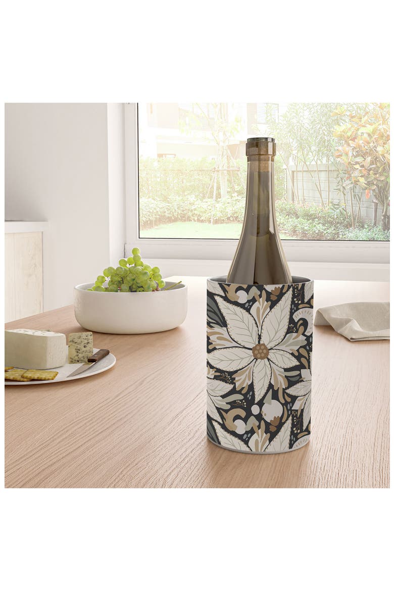 Abstract Floral Wine Chiller, Alternate, color, BLACK