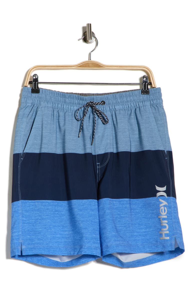 Colorblocked Volley Swim Trunks, Alternate, color, BABY BLUE