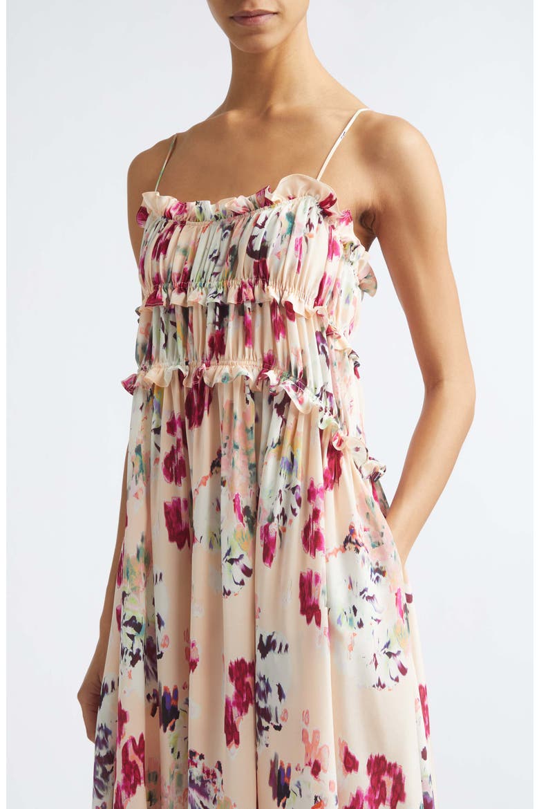 Clove Floral Tiered Silk Chiffon Dress, Alternate, color, SUMMER GARDEN