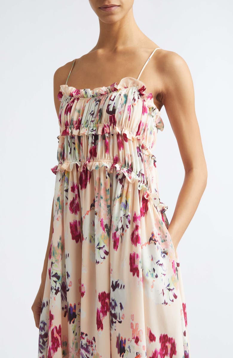Ulla Johnson Clove Floral Tiered Silk Chiffon Dress, Alternate, color, Summer Garden