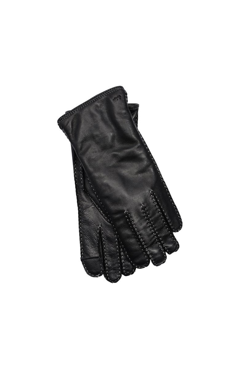 Echo Stitch Detail Leather Glove, Main, color, Black Multi