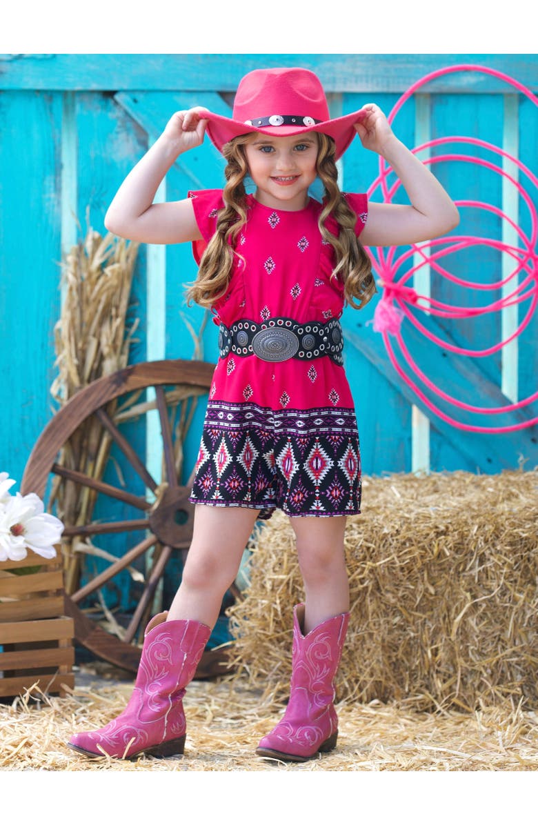 Mia Belle Girls Desert Rose Ruffle Romper, Alternate, color, Pink