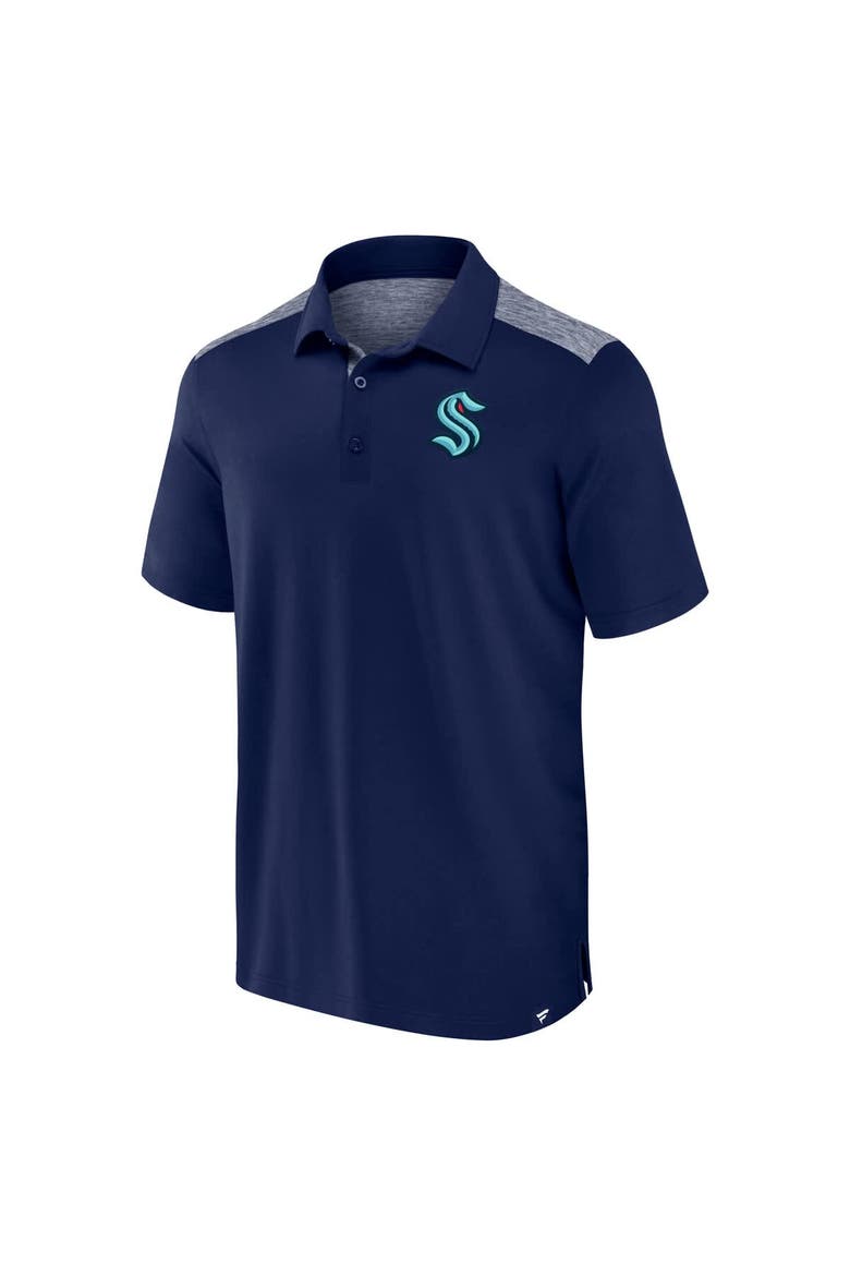Men's Fanatics Navy Seattle Kraken Iconic Brushed Blocked Polo, Alternate, color, Navy